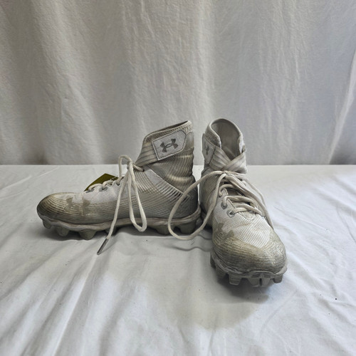 Vist Large View of Product Image Which is Used Under Armour Jr FB Cleats White Junior 04.5