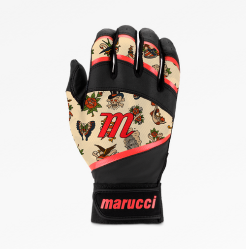 Vist Large View of Product Image Which is Marucci Foxtrot Youth Batting Glove Black/Red