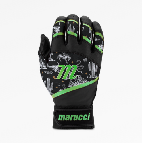 Vist Large View of Product Image Which is Marucci Foxtrot Youth Batting Glove Black/Neon Green
