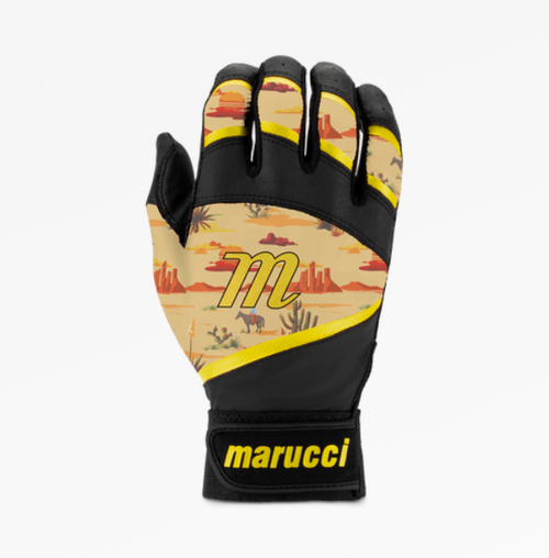 Vist Large View of Product Image Which is Marucci Foxtrot Youth Batting Glove Black/Yellow