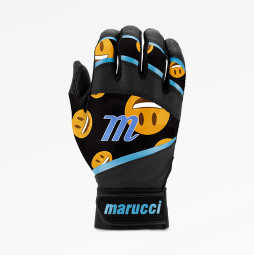 Vist Large View of Product Image Which is Marucci Foxtrot Youth Batting Glove Black/Columbia Blue