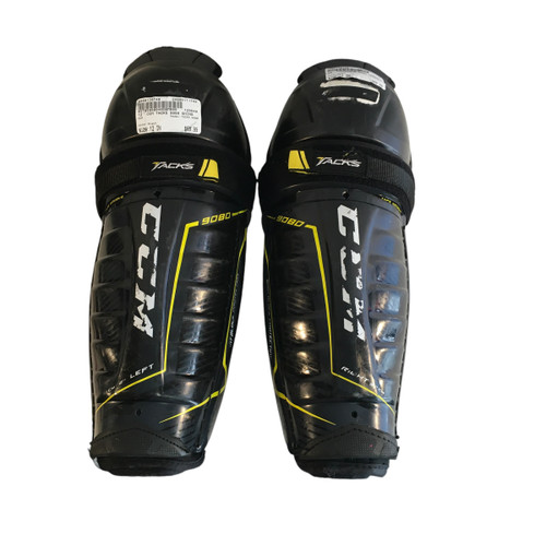 Used CCM TACKS 9080 Senior Shin Guards Black 12" 11749-S000175748