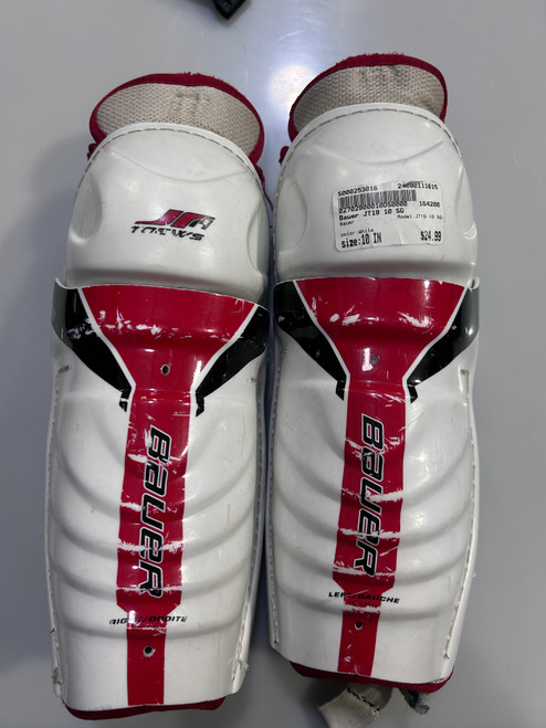 Used Bauer JT19 10 SG Junior Shin Guards White 10" 11615-S000253016