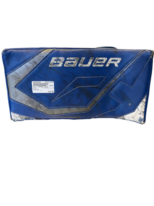 Vist Large View of Product Image Which is Used Bauer SUPREME ONE80 Senior Goalie Blocker Navy Blue