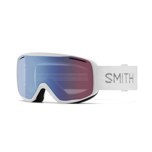 Vist Large View of Product Image Which is New Smith Rally 2026 Snow Goggles- White Chunky Knit/Blue Sensor Mirror Lens