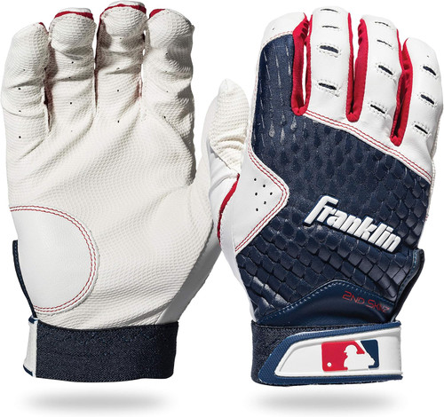Vist Large View of Product Image Which is New Franklin 2nd Skinz Batting Gloves - Youth Small Red/White/Navy