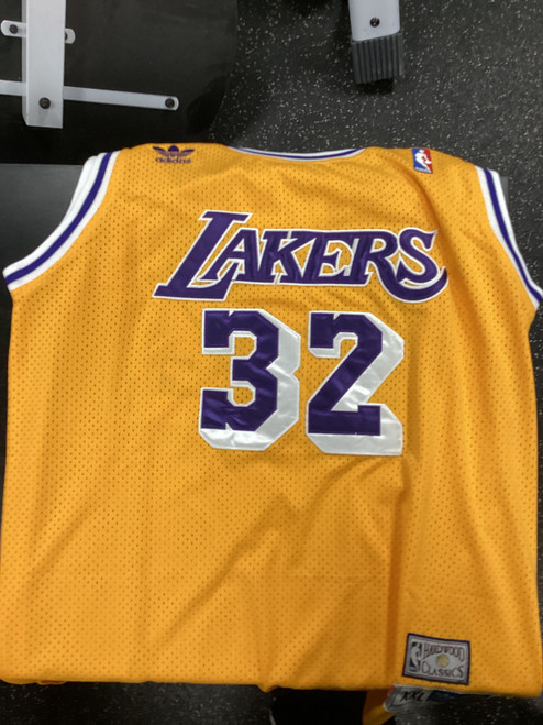 Vist Large View of Product Image Which is Used Adidas Lakers Magic Johnson Basketball Adult Top Gold 2X