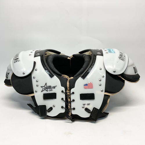 Vist Large View of Product Image Which is Used Douglas QBL FB Shoulder Pads White LG