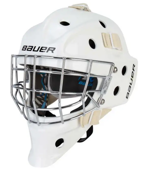Vist Large View of Product Image Which is New Bauer BAUER 930 GOAL MASK Youth Goalie Helmet/Mask White One Size