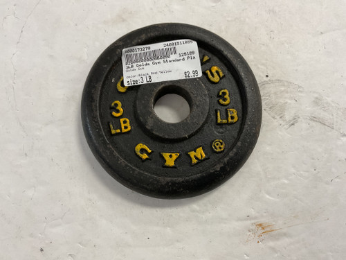 Vist Large View of Product Image Which is Used Golds Gym Standard Plate Black And Yellow 3 lb