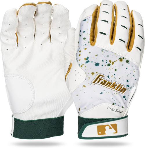 New Franklin 2nd Skinz Batting Gloves - Youth Large White/Green/Gold