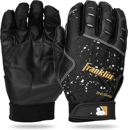 New Franklin 2nd Skinz Batting Gloves - Youth Med Black/Gold