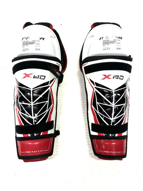 Used Bauer X80 Senior Shin Guards White 14" 11860-S000279901