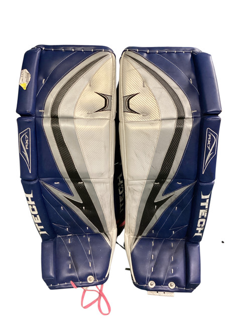 Vist Large View of Product Image Which is Used Itech GP RX7 Goalie Leg Pads Senior White/Black/Navy 35"