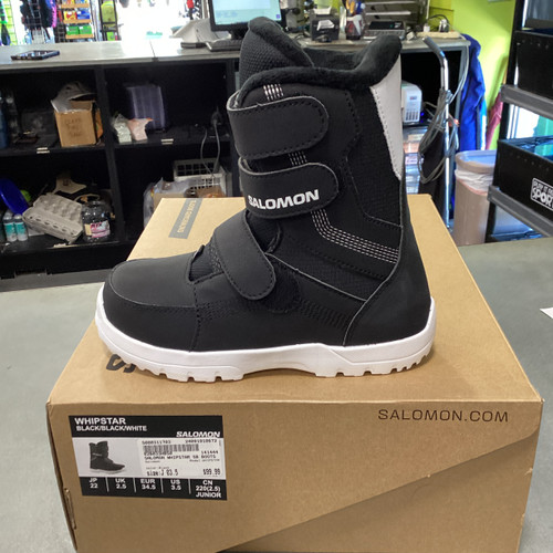 Vist Large View of Product Image Which is Used Salomon WHIPSTAR Boys Snowboard Boots Black Junior 03.5