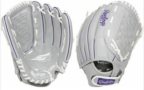 New Rawlings SURE CATCH RH Throw Fastpitch Gloves 12 1/2" 11856-RAWSCSB125PUR