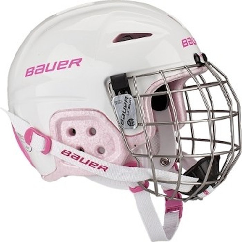 Vist Large View of Product Image Which is New Bauer LIL SPORT Helmet Cage Combo Pink