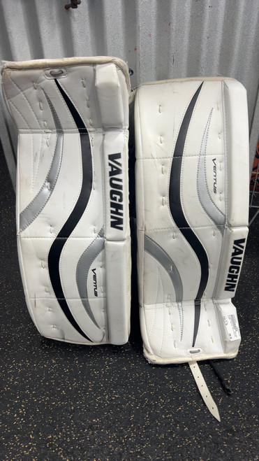 Vist Large View of Product Image Which is Used Vaughn Senior Shin Guards White 11"