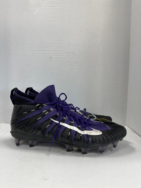 Vist Large View of Product Image Which is Used Nike ALPHA MENACE Adult FB Cleats Black And Purple Senior 17
