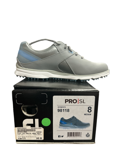 Vist Large View of Product Image Which is Used Foot Joy PRO/SL Womens Golf Shoes Royal Blue And Silver Senior 8