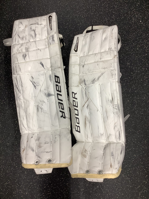 Vist Large View of Product Image Which is Used Bauer REACTOR 2000 Goalie Leg Pads Senior White 36"