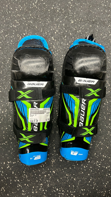 Used Bauer X Youth Shin Guards Black 9" 11162-S000415553