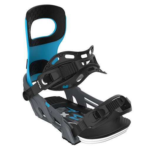 Vist Large View of Product Image Which is New Bent Metal Bolt 2025 Snowboard Bindings Grey and Blue- SM 11218-60M24BN002GRYSM