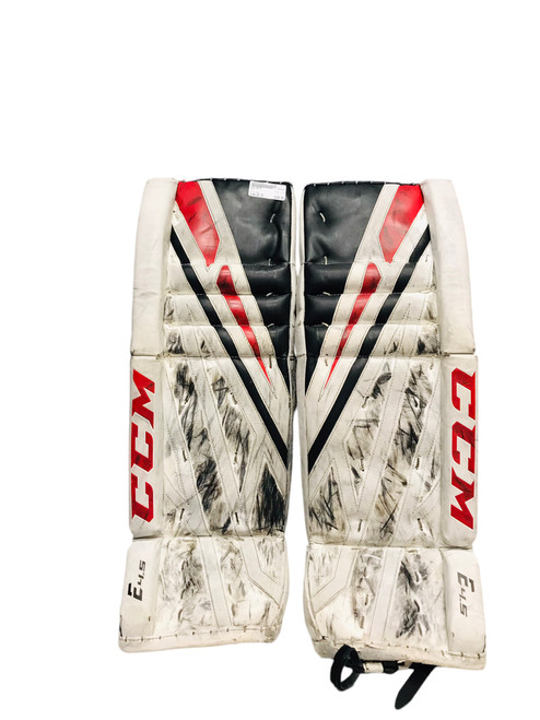 Vist Large View of Product Image Which is Used CCM E4.5 Goalie Leg Pads Junior Red 28"