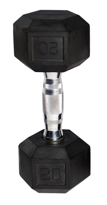 Vist Large View of Product Image Which is New CAP RUBBER COATED HEX DUMBBELL 20LB SDR020