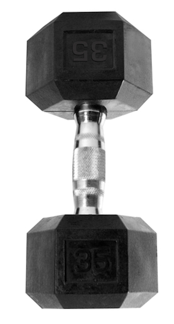 Vist Large View of Product Image Which is New CAP RUBBER COATED HEX DUMBBELL 35LB SDR035