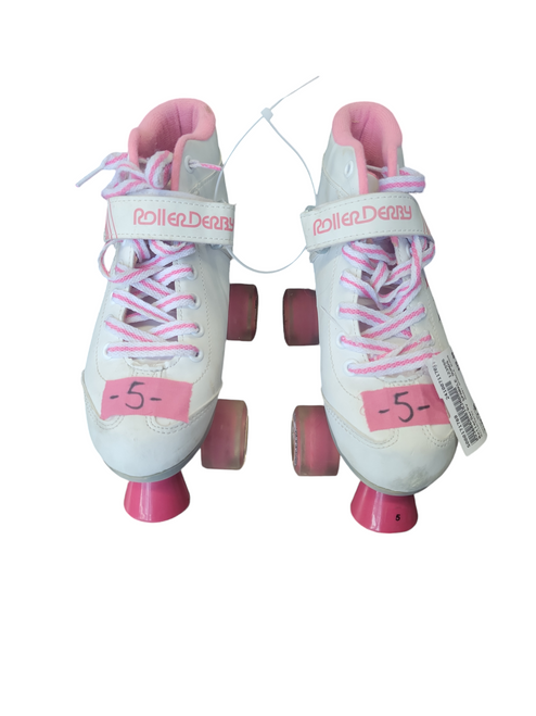 Used RollerDerby SPARKLE QUADS Junior Roller Quad Skates White Junior 05 11708-S000171789