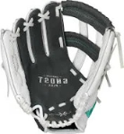 Vist Large View of Product Image Which is New Easton GHOST FLEX YOUTH LH Throw Fastpitch Gloves Grey And White 10"