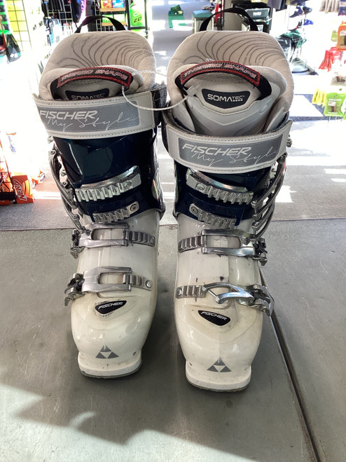 Vist Large View of Product Image Which is Used Fischer SOMATECH Womens DH Ski Boot White 235 MP - J05.5 - W06.5 10672-S000313003