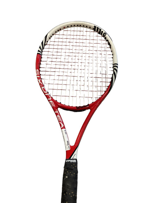 Vist Large View of Product Image Which is Used Wilson SIX ONE TEAM Adult Tennis Racquet Red Unknown