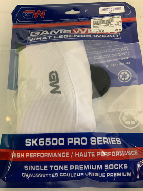 Used Gamewear SK6500 PRO SOCK Hockey Sock White 22" 11823-S000027587