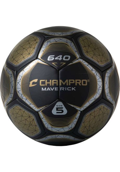 Vist Large View of Product Image Which is New Champro Maverick Soccer Ball 4 Blk/VegasGold