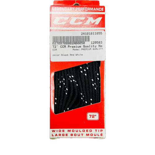 Vist Large View of Product Image Which is Used CCM PROLINE 72” Hockey Laces Black And White