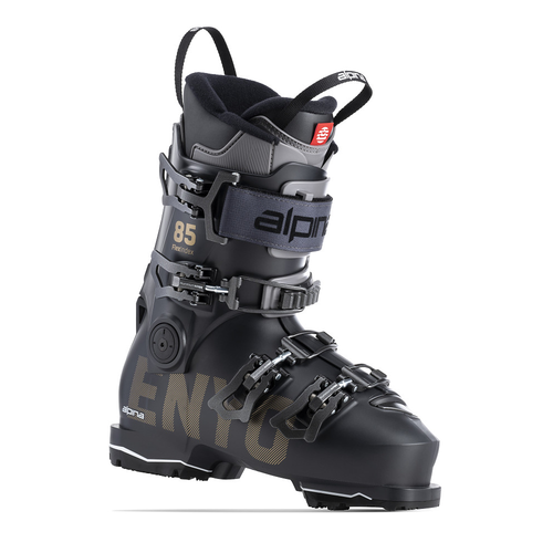 Vist Large View of Product Image Which is New Alpina Enyo 85 '25 Ski Boots Black and Gold- Women's 25.5