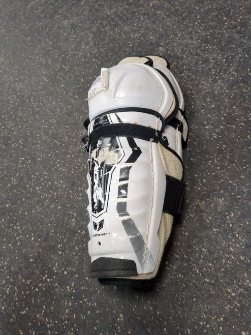 Vist Large View of Product Image Which is Used CCM ULTRA TACKS Junior Shin Guards White 10"