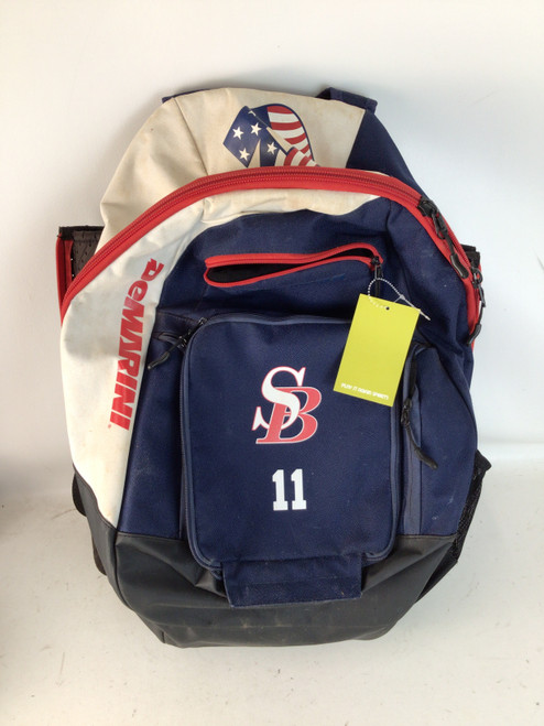 Vist Large View of Product Image Which is Used Demarini VOODOO OG BACKPACK RED/WHITE/BLUE BB/SB Player Backpack White/Red/Navy