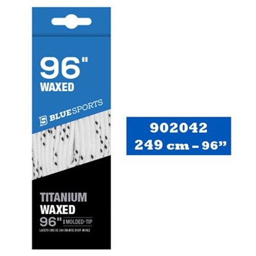New Blue Sport TITANIUM Skate Wax Laces White/Black 96 inch Vist Large View of Product Image Which is New Blue Sport TITANIUM Skate Wax Laces White/Black 96 inch