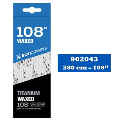 Vist Large View of Product Image Which is New Blue Sport TITANIUM Skate Wax Laces White/Black 108 inch