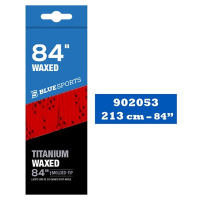 Vist Large View of Product Image Which is New Blue Sport TITANIUM Skate Wax Laces Red/Black 84 inch