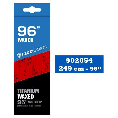 Vist Large View of Product Image Which is New Blue Sport TITANIUM Skate Wax Laces Red/Black 96 inch