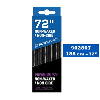 Vist Large View of Product Image Which is Blue Sport PREMIUM Skate non waxed Laces Black/White 72 inch