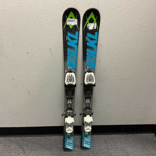 Vist Large View of Product Image Which is Used Volkl RTM JR Boys DH Ski/Binding Black And Carolina Blue 100 cm