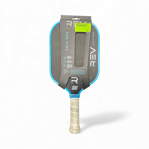 Vist Large View of Product Image Which is Used REV ARIA PRO Pickleball Racquet Black And Carolina Blue