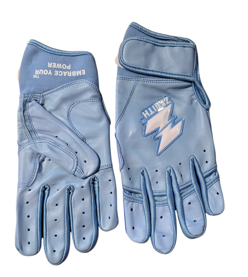 Vist Large View of Product Image Which is New ZENITH PROTO SHORT CUFF BABY BLUE SM batting gloves