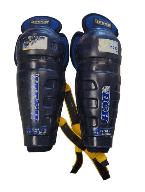 Hockey Junior Shin Guards Navy Blue 9 1/2"