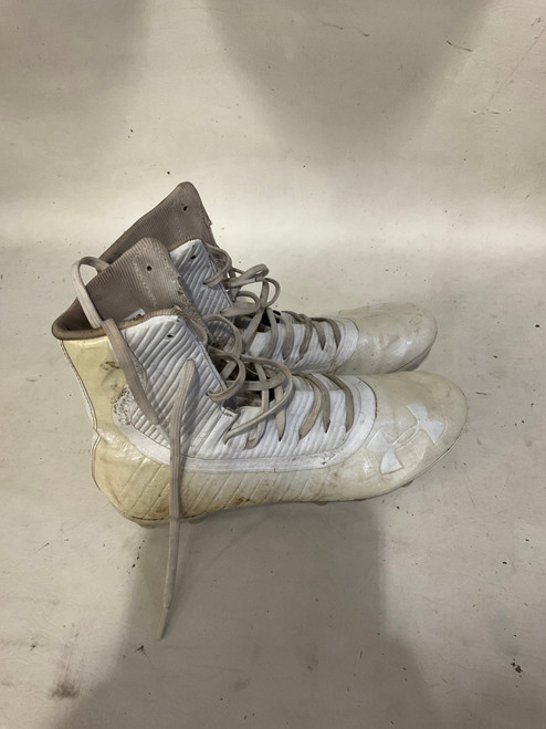 Vist Large View of Product Image Which is Used Under Armour HIGHTOPS Adult FB Cleats White Senior 8